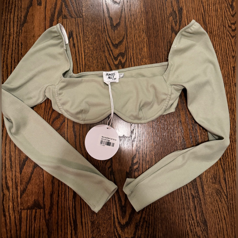 Light Green Princess Polly Cropped Long Sleeve